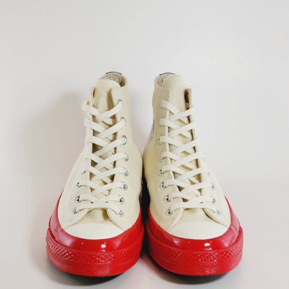 Converse x Comme des Garçons PLAY Chuck 70 Hi Pristine/Red/Egret Sneaker A01794C - Picture 6 of 6